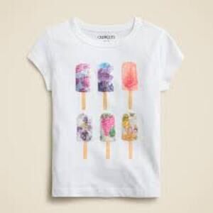 Crewcuts Short-Sleeve Graphic T-Shirt Girls L White Flower Popsicle w/ Sequins